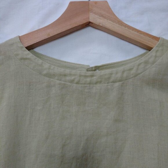 Cagey Linen Blouse 3/4 Sleeves Shirt Size L - Picture 2 of 6